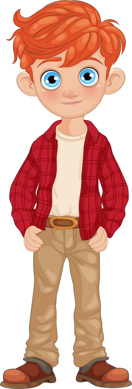 Red-Haired Boy in Plaid Shirt